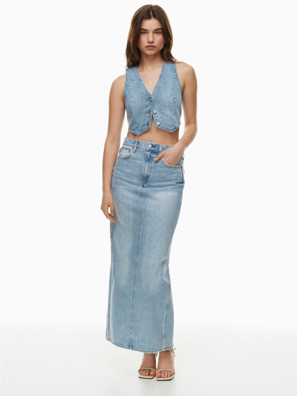 Aritzia Denim Forum The '90s Pencil Maxi Denim Skirt